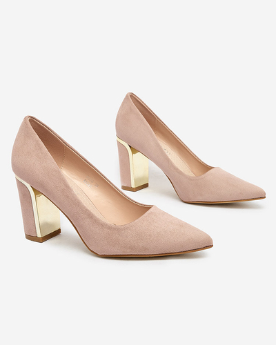 Royalfashion Beige Damen Pumps aus Öko-Wildleder Afrogosa
