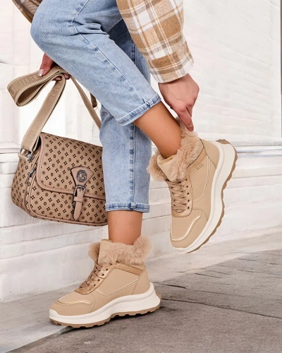 Royalfashion Warme Damen-Sneaker mit Fell Mofell