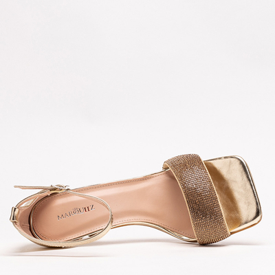 OUTLET Goldene Damensandalen auf hohem Absatz Enedi - Schuhe