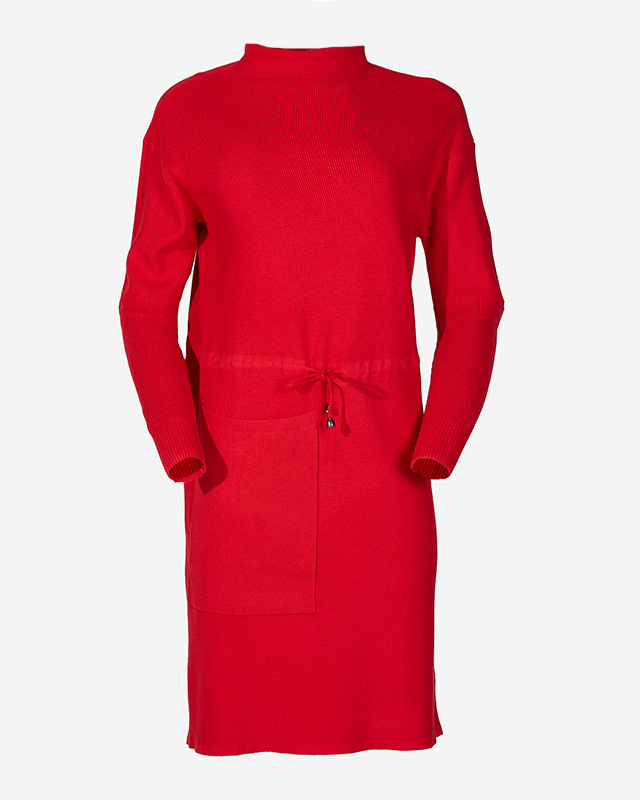 Rotes Pulloverkleid mit Rollkragen für Damen - Kleidung