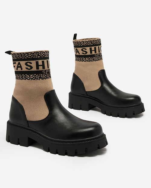 Royalfashion Світло-коричневі жіночі черевики з тканинним верхом Fahione