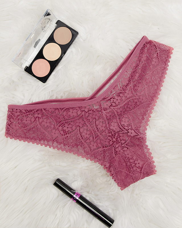 Spitzen-BH-Slip für Damen in Dunkelrosa - Unterwäsche