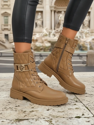 Gesteppte Damen Stiefeletten aus ökologischem Leder Sable Rose