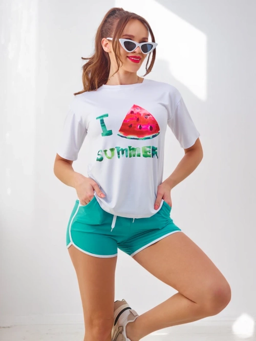 Royalfashion Жіночий спортивний комплект з футболкою та шортами Патисон