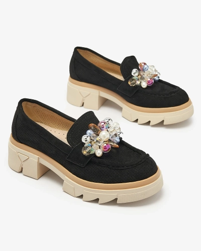 Durchbrochene Mokassins für Damen in Schwarz Peloga- Footwear