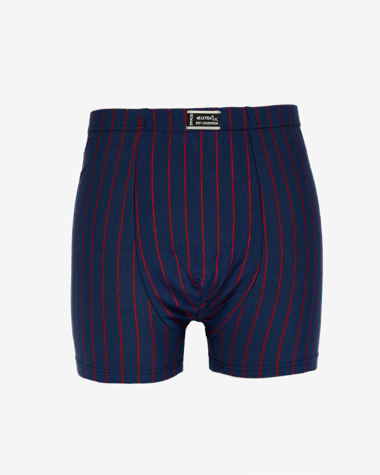 Royalfashion Marineblauer Herren-Boxerslip mit roten Streifen PLUS SIZE