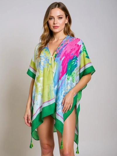 Pareo Damen Royalfashion Callista bunt knielang V-Ausschnitt
