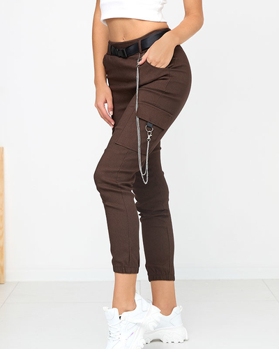 Braune, isolierte Cargohose mit Taschen - Kleidung