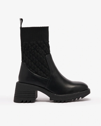 Royalfashion Schwarze Damenstiefel Acigog mit flachem Absatz