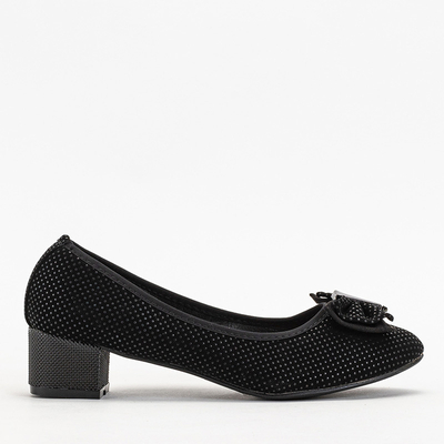 Schwarze Damenpumps mit Tupfen mit Schleife Verima - Schuhe