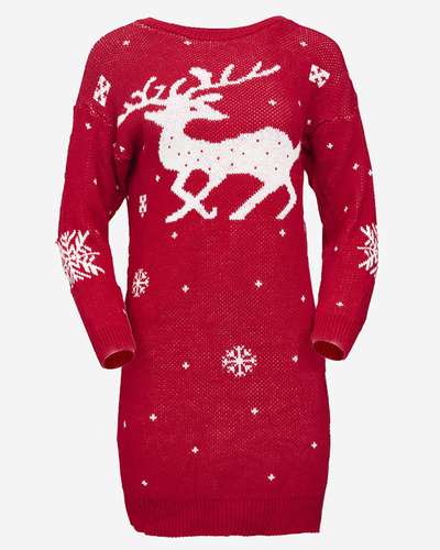 Rotes Kleid im Pullover-Stil mit Weihnachtsprint - Kleidung