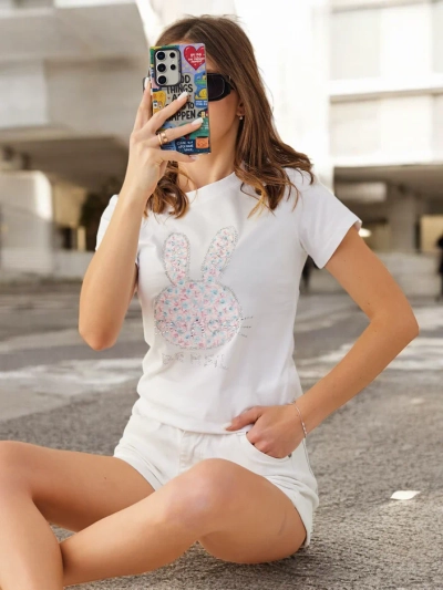Royalfashion Damen Baumwoll-T-Shirt Bunny Say Be Real