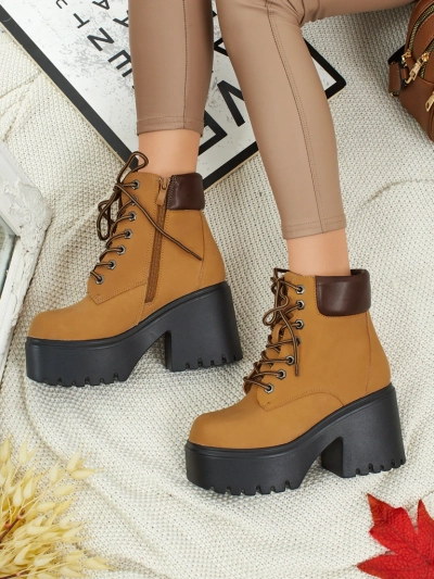 Damen Stiefeletten Öko-Wildleder mit Blockabsatz und Plateau Tavlissa