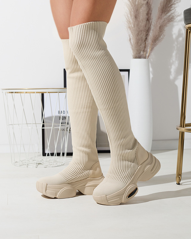 Beige Damenstiefel zum Hineinschlüpfen Georisa - Footwear