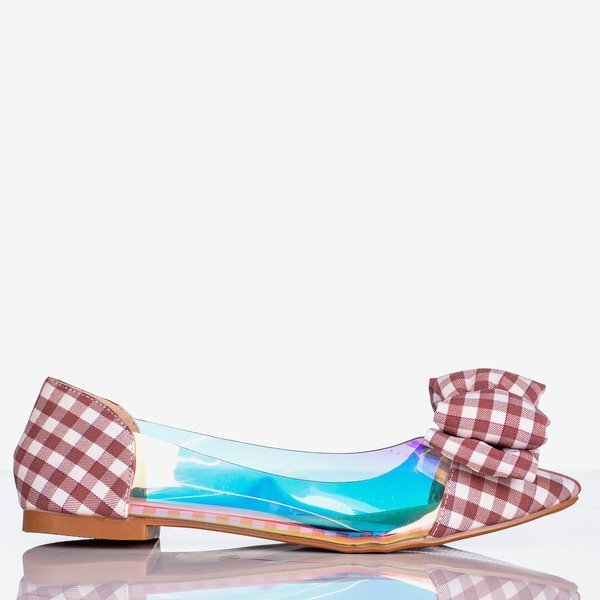 Rosa karierte Frauenballerinas mit Schleife Carol - Footwear 1