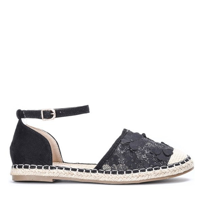 Чорні еспадрільї з мереживною вишивкою Еліза - Взуття
