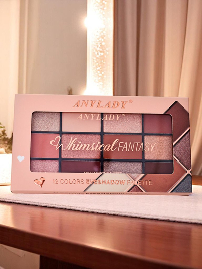 ANYLADY Palette mit 12 Lidschatten mit Glitzer- und matten Finishes Champagne Ruby Glamour