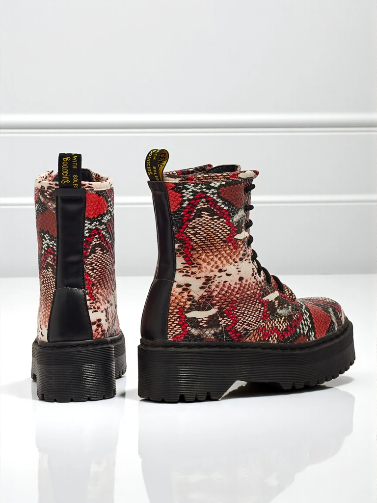 Damen Worker Boots mit Prägung Isadore