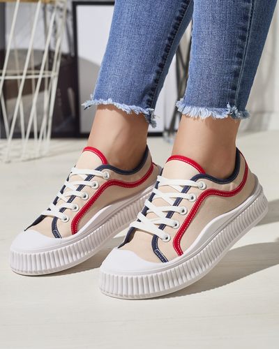 Жіночі кросівки на суцільній підошві бежевого кольору Dessica - Взуття