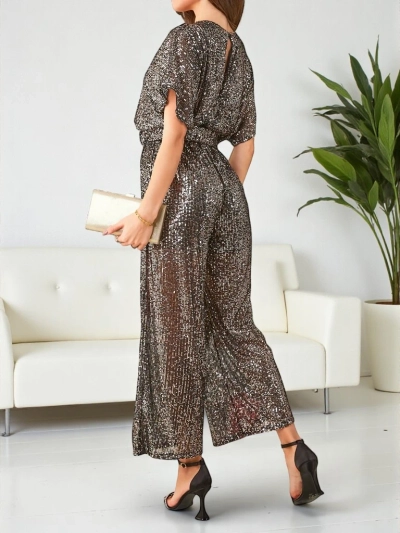 Royalfashion Langer Damenoverall mit Pailletten