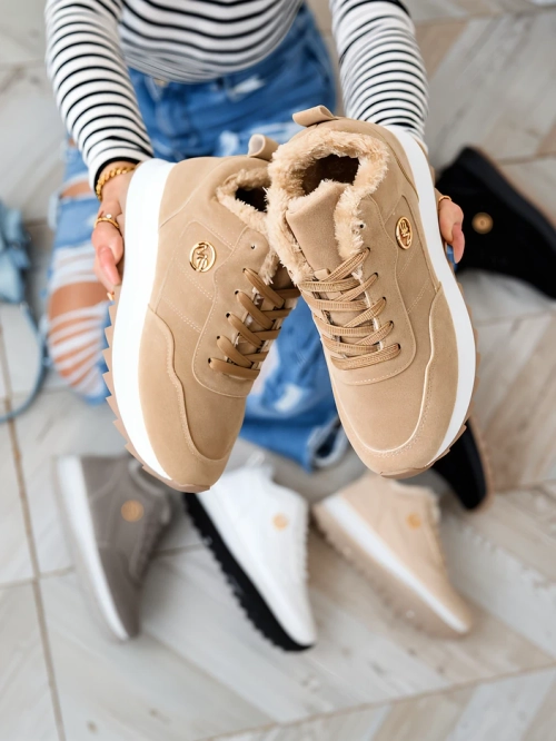 Royalfashion Світло-коричневі жіночі утеплені спортивні черевики Lahho