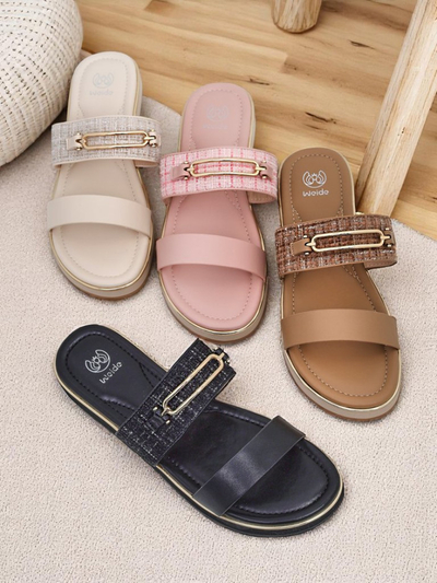 Royalfashion Damen-Pantoletten mit flacher Sohle Mamma