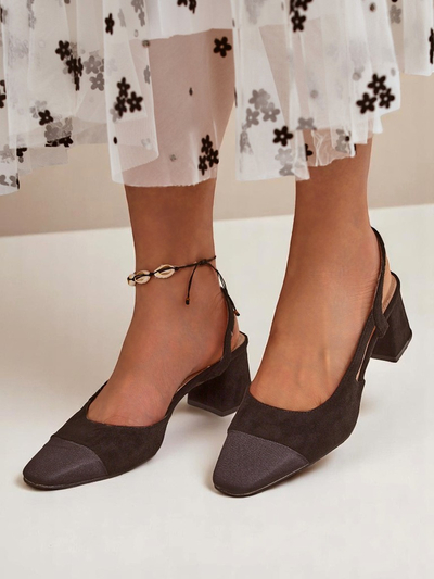 Royalfashion Damen Pumps mit niedrigem Absatz und dekorativer Spitze Eleganzo