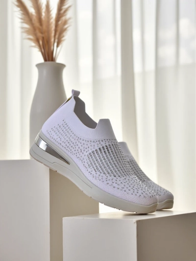 Royalfashion Slip-On Wedge-Sneaker für Damen mit Strasssteinen Qelavise