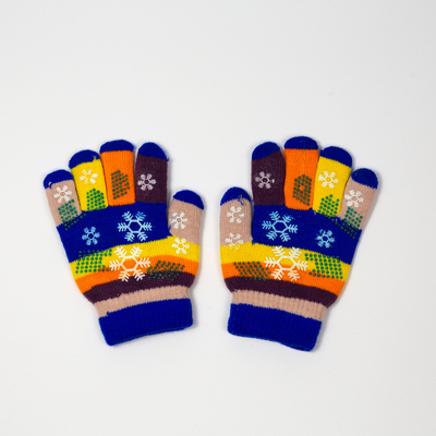 Kobaltblaue Mädchenhandschuhe mit Glitzer und Schneeflocke - Accessoires