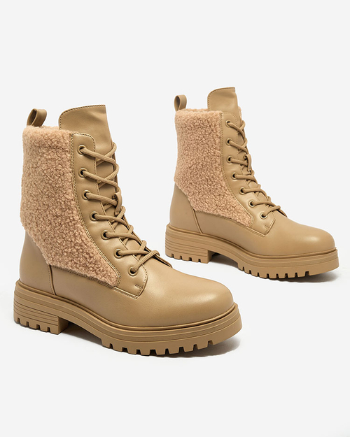 Жіночі черевики на шнурівці з овчиною Royalfashion Setrica