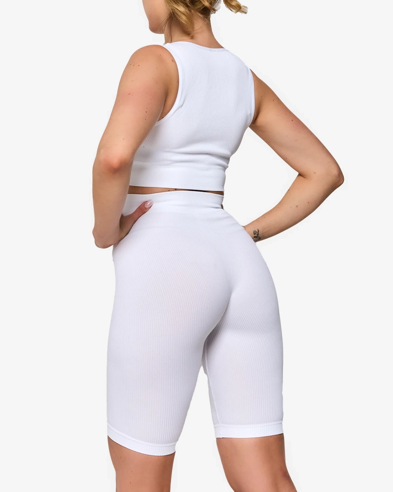 Weißes gestreiftes Damen-Sport-Set PLUS SIZE - Kleidung