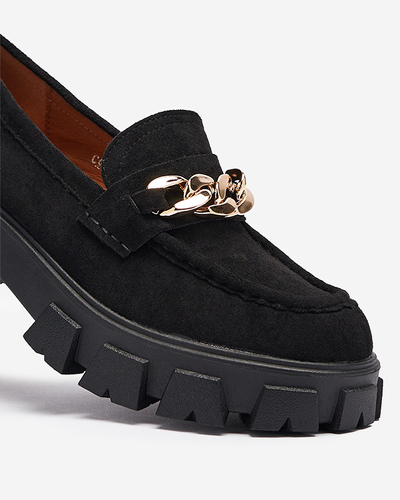 Schwarzer Damenschuh mit goldener Verzierung Quesil - Footwear