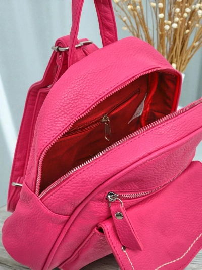 Aurelia Fuchsia Rucksack Öko-Leder Królewska Moda Damen 25x25cm