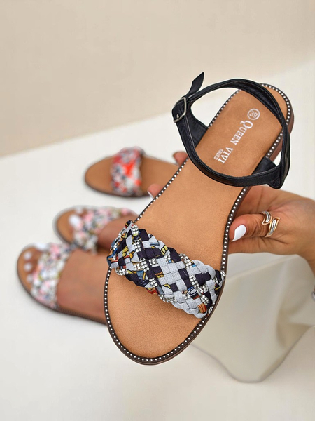 Royalfashion Damen Sandalen mit flacher Sohle ColorStrap