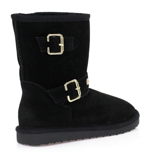 Czarne śniegowce z klamrami - Obuwie