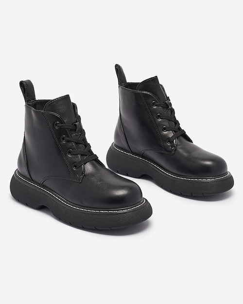 Чорні жіночі черевики з екошкіри на суцільній підошві Getys - Взуття