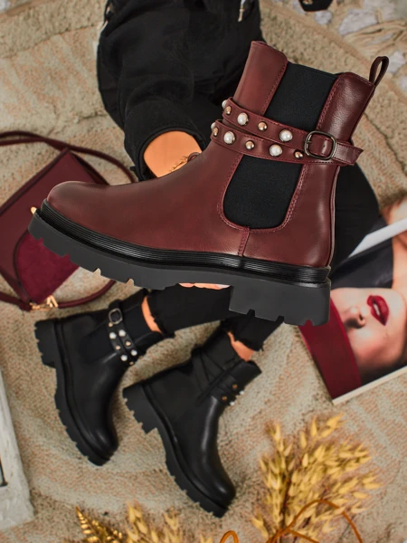 Höhere Damenstiefeletten aus Öko-Leder Pearl Mist