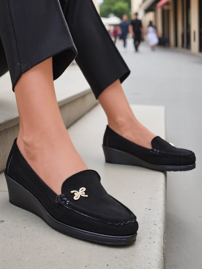 Royalfashion Damenmokassins auf einem niedrigen Keil Lomman