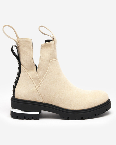 Cremefarbene Damenstiefel mit flachem Absatz Dezi - Footwear