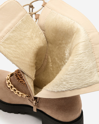 Royalfashion Damen Baggerstiefel in Hellbraun Goserre
