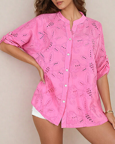 Royalfashion Damenhemd in Übergröße mit Stickerei