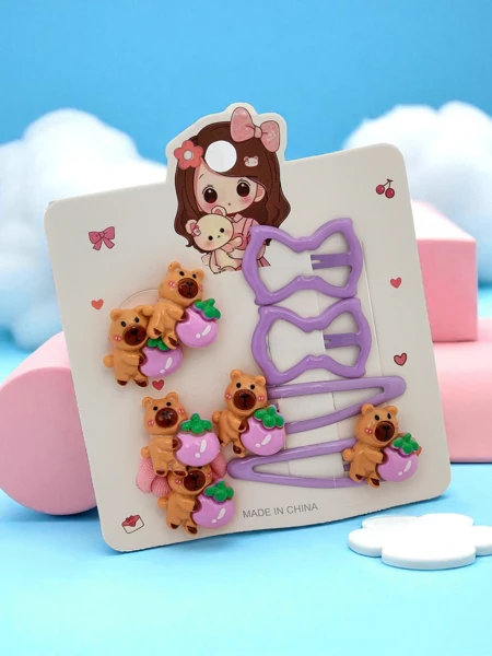 Set aus Haarklammern mit Bären- und Schleifenmotiven