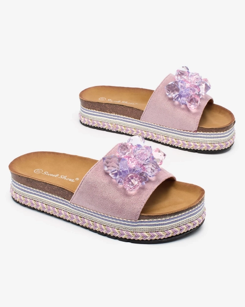 Жіночі шльопанці Royalfashion з кристалами фіолетового кольору Bollah