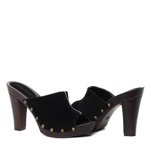 Czarne klapki drewniaki - Obuwie