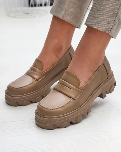 Hellbraune Damen-Mokassins mit fester Sohle Desika - Footwear