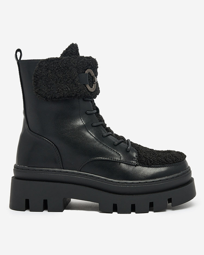 Royalfashion Damenstiefel mit Schafsfell Faeltone