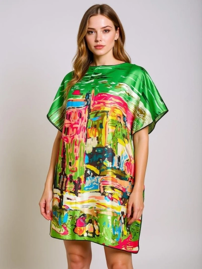 Pareo Athenia Verde von Royalfashion – farbenfrohes Polyesterkleid bis zum Knie