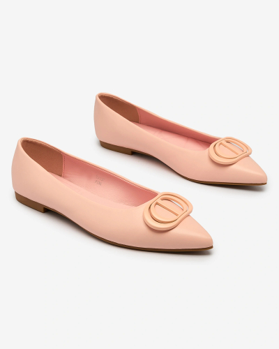 Royalfashion Rosafarbene Damen-Ballerinas mit spitzer Spitze und Verzierung auf der Nase Manixy