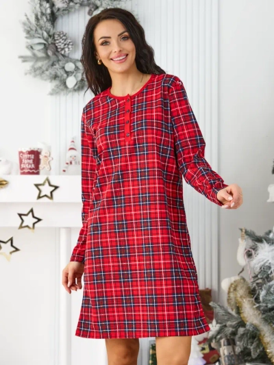 Royalfashion Baumwollkarierter Damen-Nachthemd