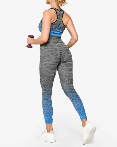 Graues Damen-Sport-Set mit blauen Einsätzen - Kleidung